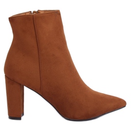 Botki na obcasie camel 0-316 Camel brązowe