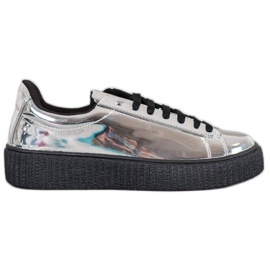 Corina Srebrne Buty Na Platformie szare