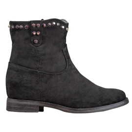 Ideal Shoes Ciepłe Kowbojki Z Dżetami czarne