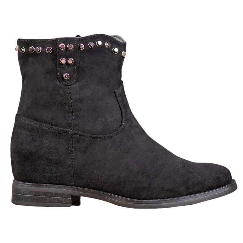 Ideal Shoes Ciepłe Kowbojki Z Dżetami czarne