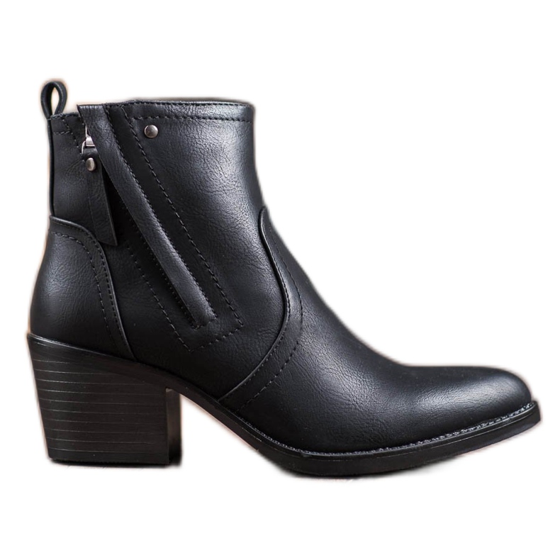 J. Star Wygodne Botki Na Słupku czarne