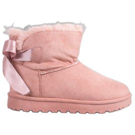 SHELOVET Ciepłe Mukluki Z Kokardką różowe