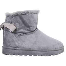 SHELOVET Ciepłe Mukluki Z Kokardką szare