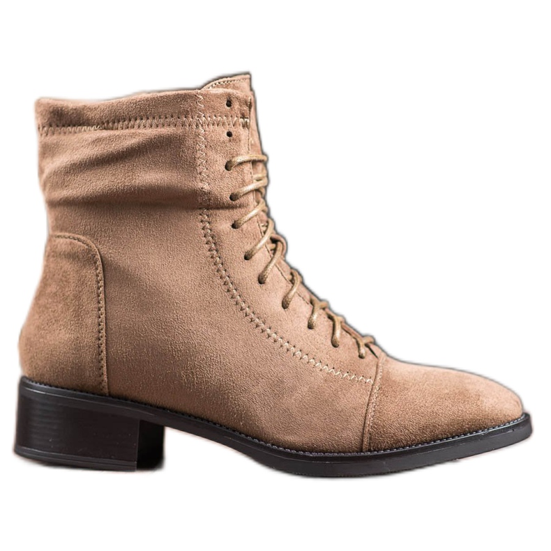 Super Mode Wiązane Botki brązowe