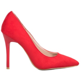 R'S Zamszowe Szpilki czerwone