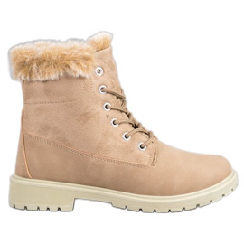 SHELOVET Wygodne Traperki brązowe