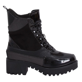 Buty na wysokiej podeszwie NS067 Black czarne
