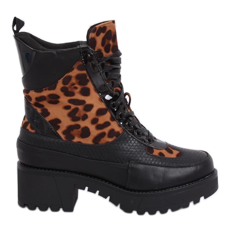 Buty na wysokiej podeszwie NS067 Leopard czarne