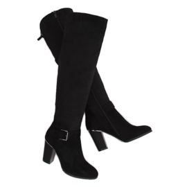 Kozaki na obcasie czarne 1105-GG Black