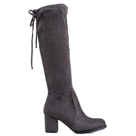 J. Star Klasyczne Zamszowe Kozaki szare