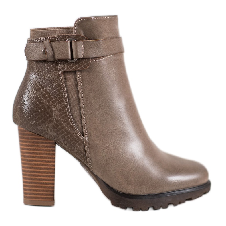 Super Mode Eleganckie Botki Na Słupku brązowe