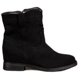 Ideal Shoes Ciepłe Kowbojki Na Koturnie czarne