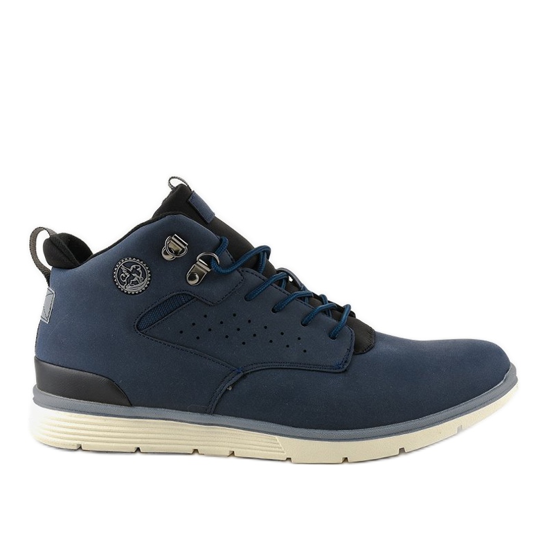 Granatowe ocieplane trapery męskie X925-2