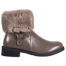 SHELOVET Workery Z Futerkiem brązowe