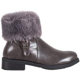 SHELOVET Workery Z Futerkiem szare