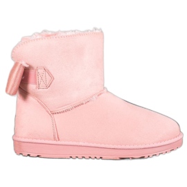 SHELOVET Pudrowe Mukluki Z Kokardą różowe