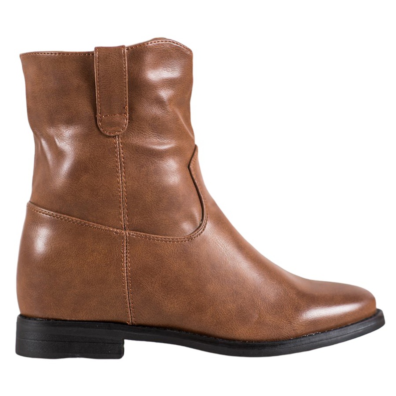 Ideal Shoes Kowbojki Z Eko Skóry brązowe