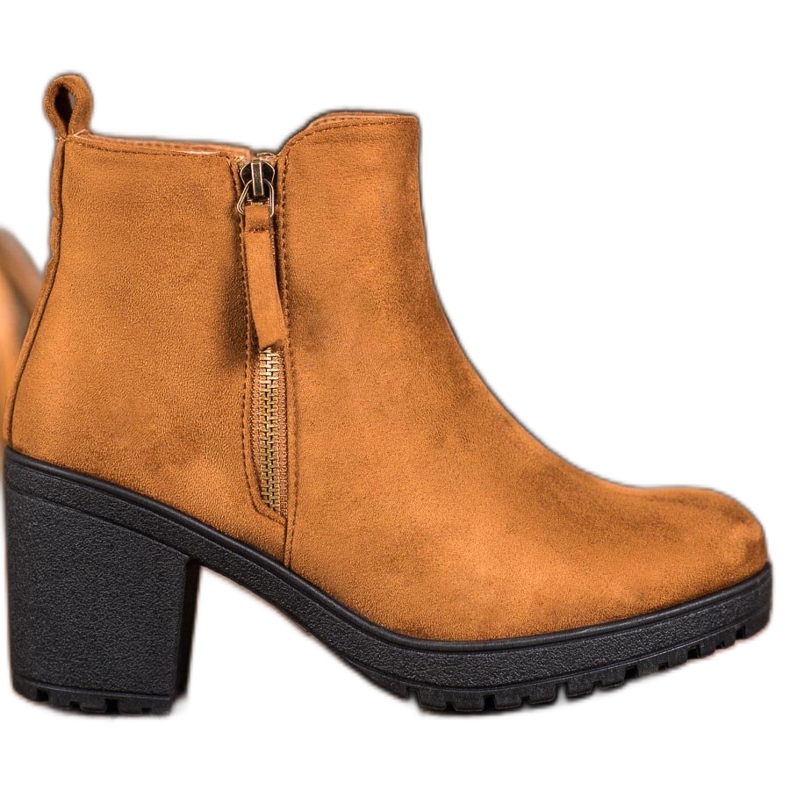 SHELOVET Wygodne Botki Na Platformie brązowe