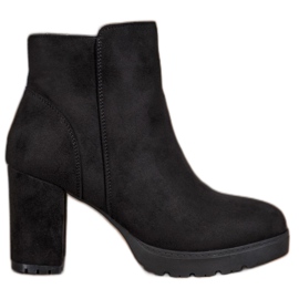 Super Mode Modne Botki Na Słupku czarne