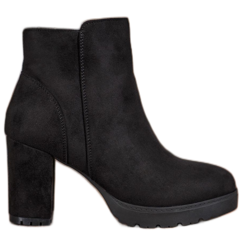 Super Mode Modne Botki Na Słupku czarne