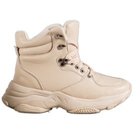 Ideal Shoes Sneakrsy Z Eko Skóry brązowe