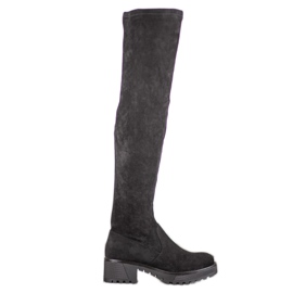 SDS Zamszowe Muszkieterki Na Platformie czarne