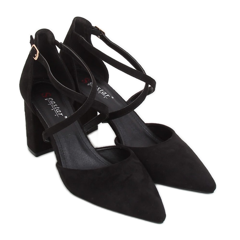 Czółenka na słupku czarne LE069P Black