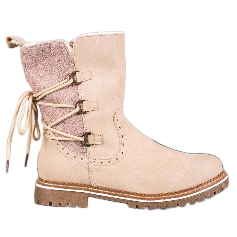 SDS Modne Workery Z Wiązaniem brązowe