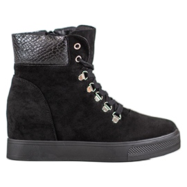 Bestelle Modne Botki Na Koturnie czarne