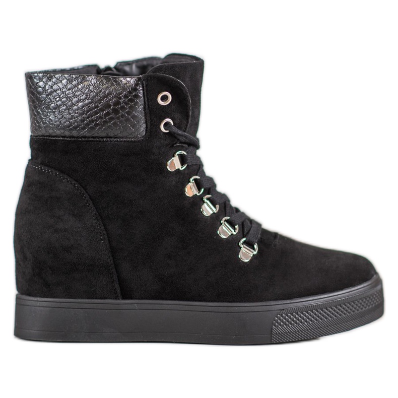 Bestelle Modne Botki Na Koturnie czarne