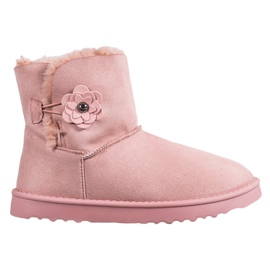 SHELOVET Mukluki Z Kwiatkiem różowe