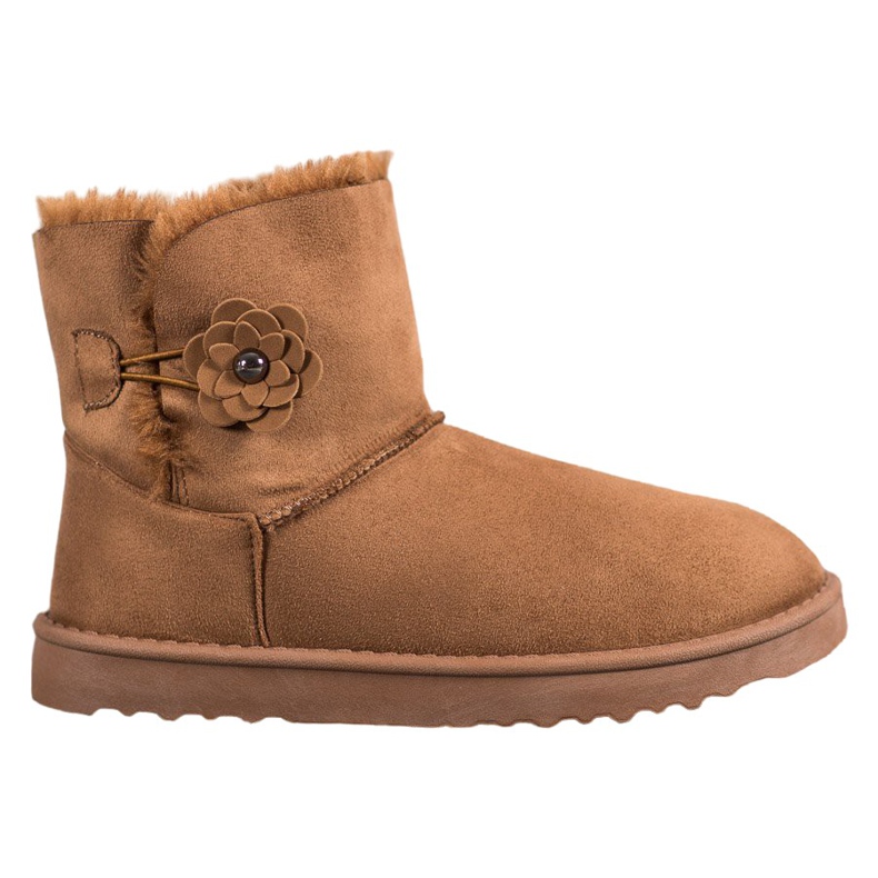 SHELOVET Mukluki Z Kwiatkiem brązowe