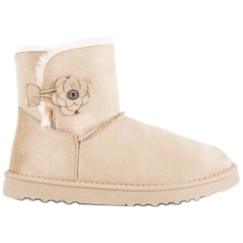 SHELOVET Mukluki Z Kwiatkiem brązowe