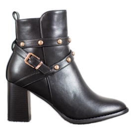 SDS Botki Na Słupku Z Dżetami czarne