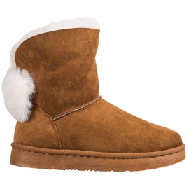 Bella Paris Śniegowce Z Pomponami brązowe