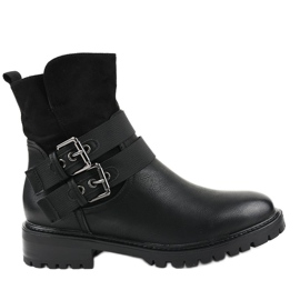 Czarne płaskie botki ocieplane M386