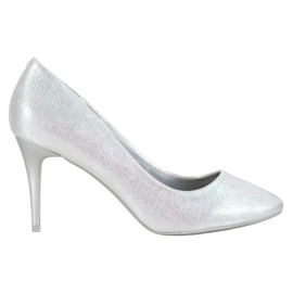 Comer Srebrne Lakierowane Szpilki szare