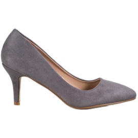 SHELOVET Szare Zamszowe Czółenka