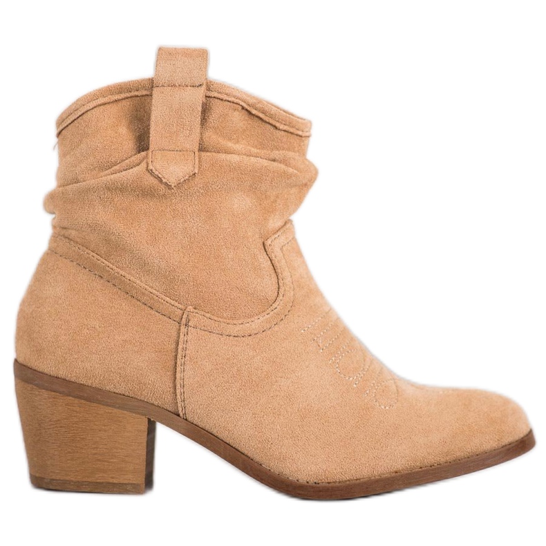 Super Mode Wygodne Kowbojki Na Słupku brązowe