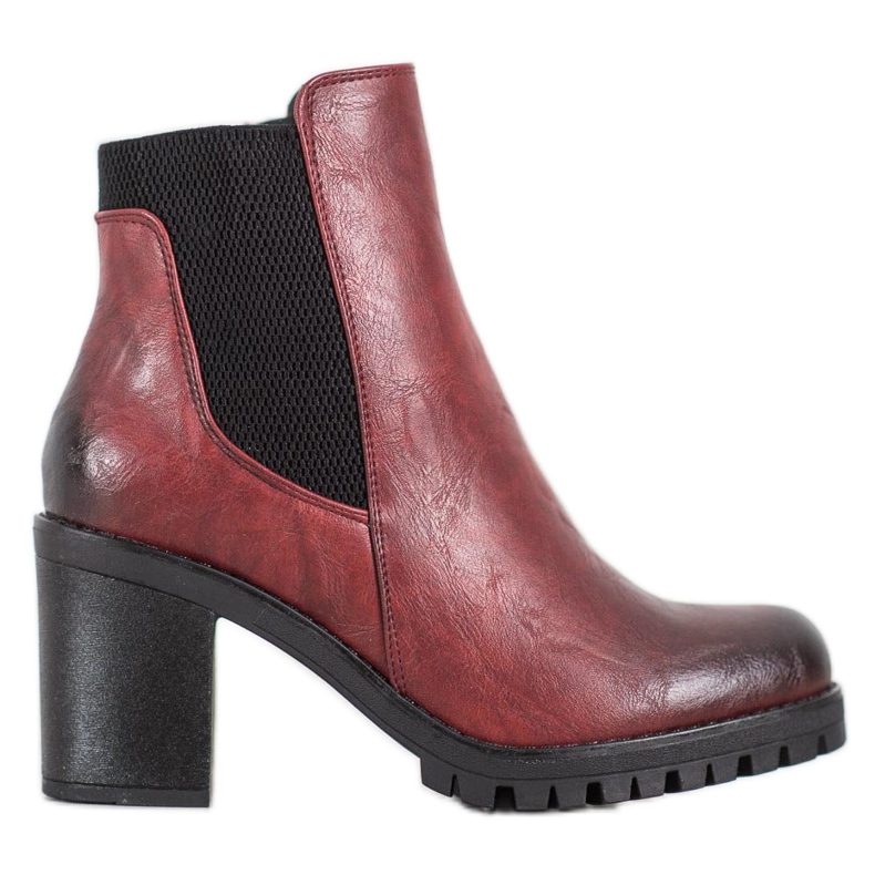 M.Daszyński Wygodne Botki Na Słupku czerwone