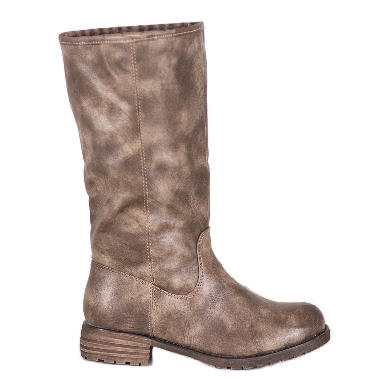 SDS Wygodne Kozaki Z Eko Skóry brązowe