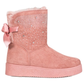SHELOVET Mukluki Z Cyrkoniami różowe