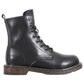 Kylie Stylowe Trapery Z Eko Skóry czarne