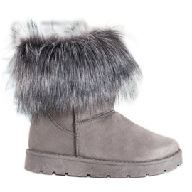 SHELOVET Szare Mukluki Z Futerkiem