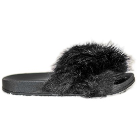 SHELOVET Wygodne Klapki Z Futerkiem czarne