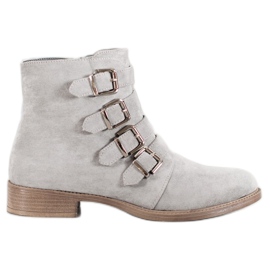 Sergio Leone Zamszowe Botki Z Klamrami szare