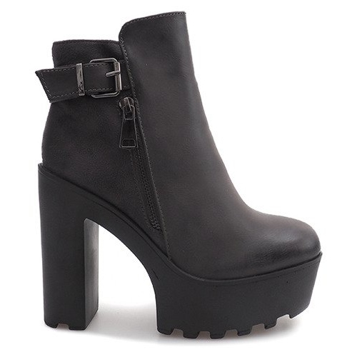 Ocieplane Botki Na Słupku 979-GA Szary szare