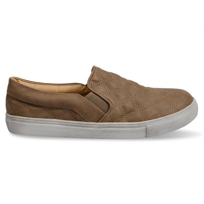 Wsuwane Trampki Pikowane Slip On 9033 Khaki zielone