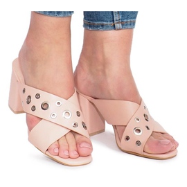 Różowe klapki na obcasie Make A Move