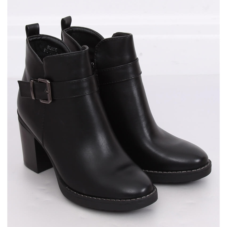 Botki na szerokim obcasie czarne BM-9078 Black
